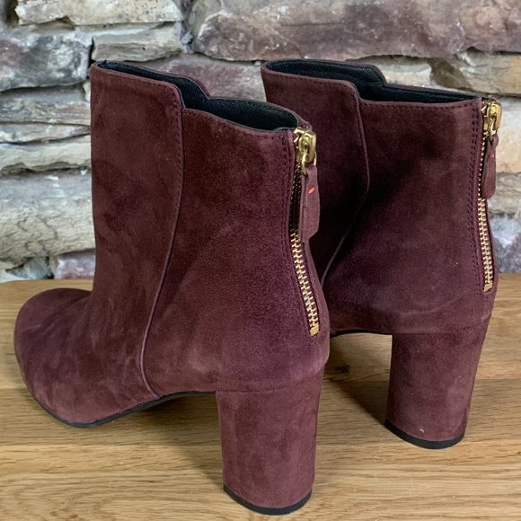 Boden Suede Ankle Boots Block Heel Back Zip Sz 40 Booties 3" India - Picture 7 of 13